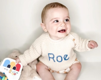 Personalized Hand-Embroidered Baby Jumper: Knitted Acrylic Sweater