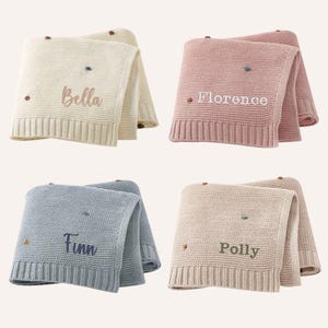 Personalized Knit Polka Dot Baby Blanket: Lightweight Pram Blanket (70x90cm)