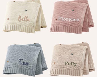 Personalized Knit Polka Dot Baby Blanket: Lightweight Pram Blanket (70x90cm)