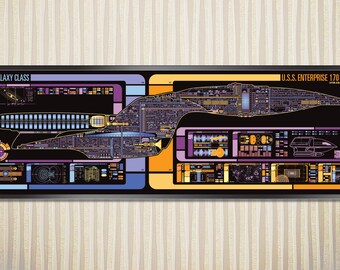 Galaxy Class - USS Enterprise-D - LCARS Schematic - 36 x 11.75 inches