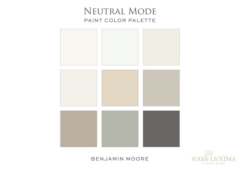 Whole House Neutral Color Paint Palette, Benjamin Moore Interior Paint