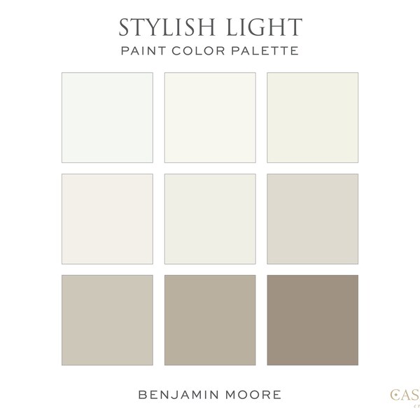 Simply White, Benjamin Moore Interior Paint Palette, Neutrals Paint Color Palette, Paint color scheme, Whole House Paint Colors