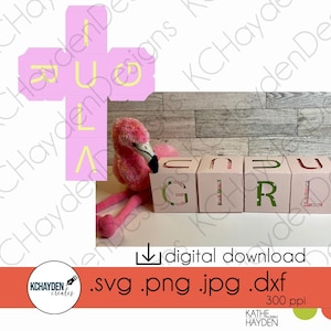 Plik do cięcia alfabetu dla dziewczynki w formacie 3D SVG — natychmiastowe pobieranie cyfrowe, w tym DXF/Png/Jpeg dla Cricut, sylwetki DIY na baby shower i dekoracje