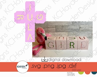 Baby Girl Alphabet Cube SVG: 3D Blocks, DIY Decor (Digital Download)