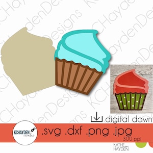 Cupcake Shaped Card SVG – Instant Digital Download | Includes DXF, Png, Jpeg | Cricut, Silhouette, Brother Scan N Cut DIY Cards/Invitations