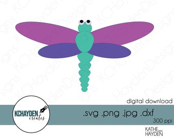 Libellule mignonne coupe fichier SVG, couches PNG Jpeg DXF (téléchargement numérique)