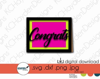Layered Congrats Card SVG: DIY Customizable Cut File (Digital Download