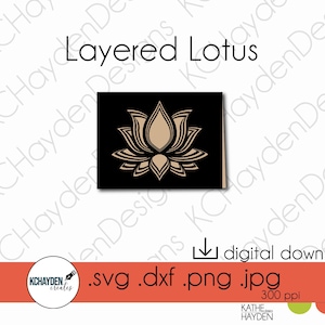 Gelaagde lotuskaart SVG | 3D-mandala lotusbloem kaart digitaal snijbestand | Inclusief png/dxf/jpeg | Gemakkelijk aanpasbaar voor Cricut en Silhouette
