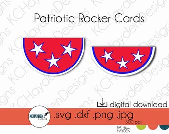 Patriotic Stars Rocker Card SVG | Red White Blue Cut File (Digital Download)