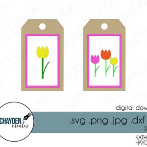 Flower Tag SVG, Cute Summer flower cut file. PNG/Jpeg/DXF instant digital download for Cricut, Silhouette, Scan N Cut & Sublimation. Layered