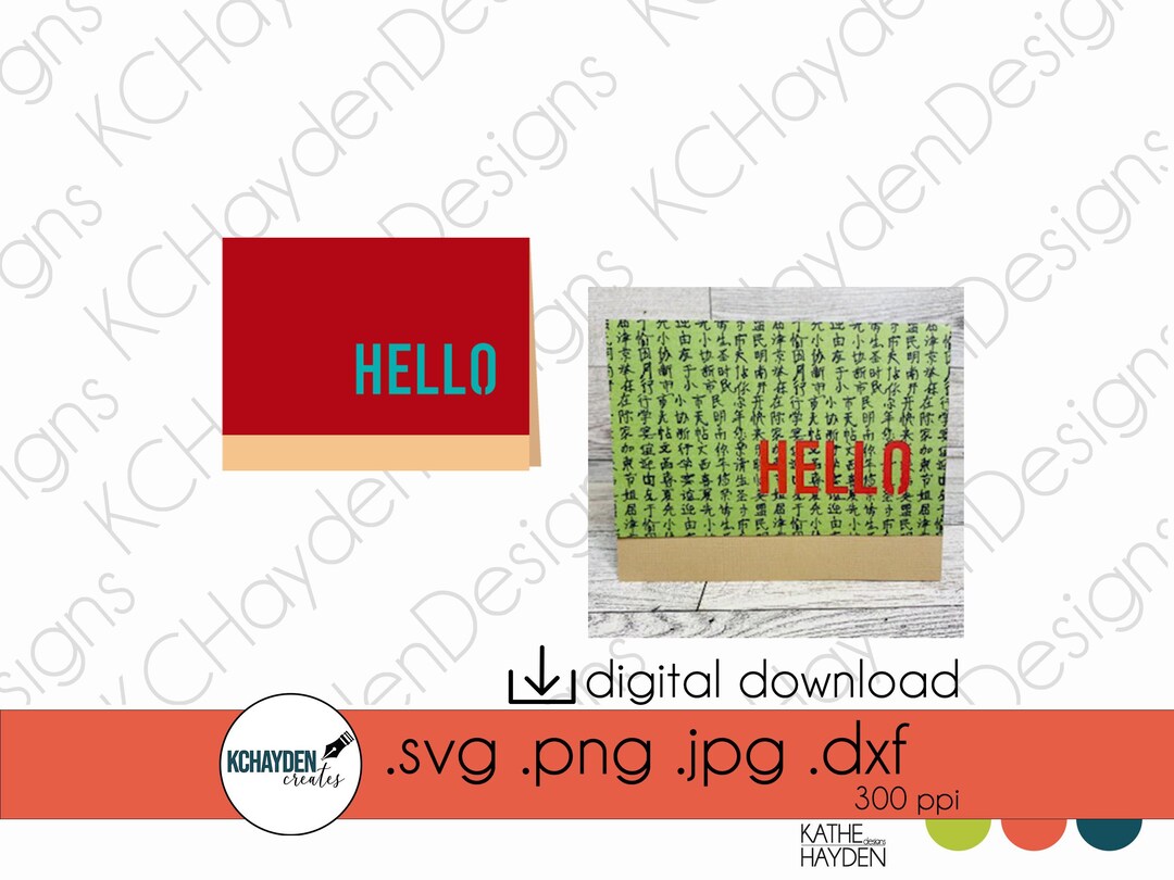 Hello Card SVG: Layered Cut File for Cricut, Silhouette (digital ...
