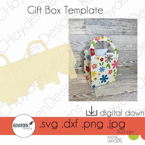 Geschenktüte w / Griff SVG | Kleine Leckerli Tasche SVG Box | 2,75 &quot;x 2,25&quot; Favor Bag Vorlage | Digitale Schnittdatei für Cricut & Silhouette | DXF/PNG/Jpeg