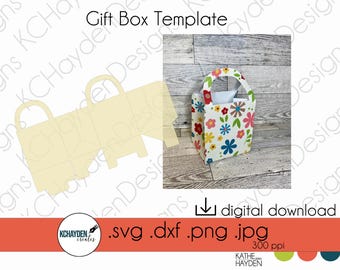 Plantilla SVG de bolsa de regalo: Caja pequeña con asas (archivo de corte digital)