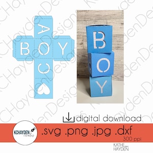 Baby Boy Alphabet Cube 3D SVG Cut File - Instant Digital Download incl. DXF/Png/Jpeg for Cricut, Silhouette  DIY Baby Shower Gifts & Decor