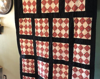 Early 1900&#39;s Scrap Quilt Wall Hanging  size 43&quot; x 64&quot; Vintage