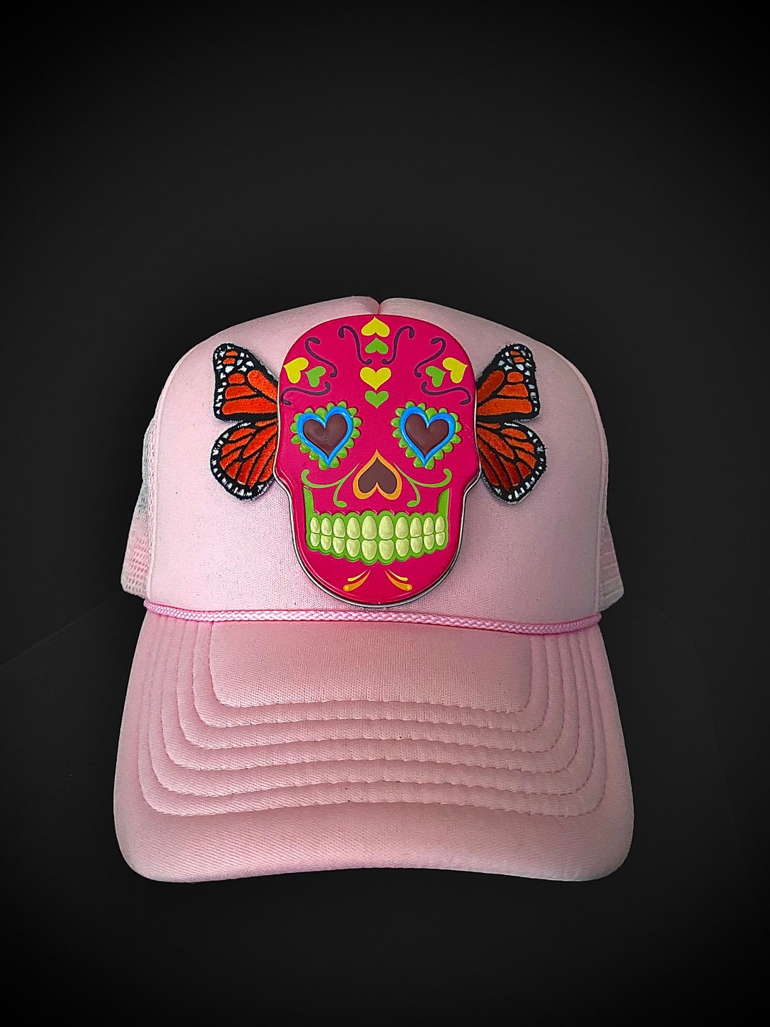 Monarch Butterfly Sugar Skull Hat Etsy