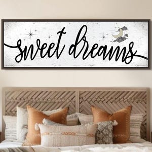 Sweet Dreams Sign: Boho Moon Calligraphy Print - Bedroom Wall Decor