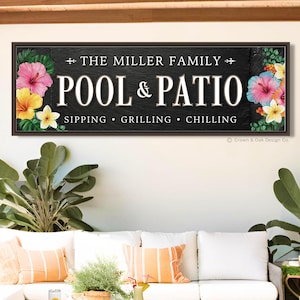 Personalized Pool & Patio Bar Sign: Tropical Backyard Decor