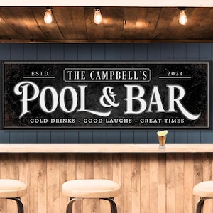 Personalized Pool & Bar Sign, Backyard Patio Decor
