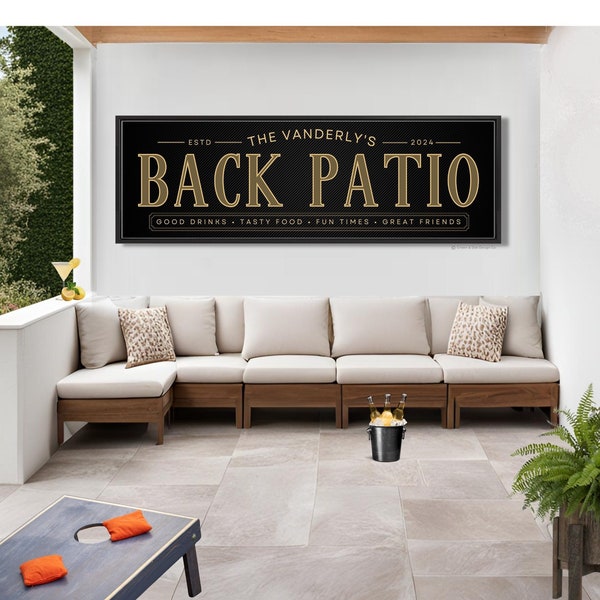 Back Patio Sign For Porch Personalized Patio Signs Last Name Wall Decor Back Deck Wall Art Home Gathering Place Poolside Bar Decor