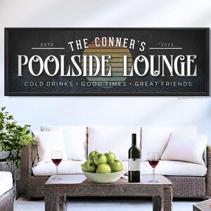 Personalized Poolside Lounge Sign, Retro Outdoor Bar Decor