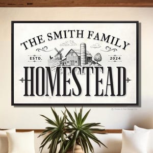Homestead Sign Farmhouse Last Name Sign Rustic Farm Wall Decor Country Wall Art For Entryway Above The Couch Wall Art Housewarming Gift