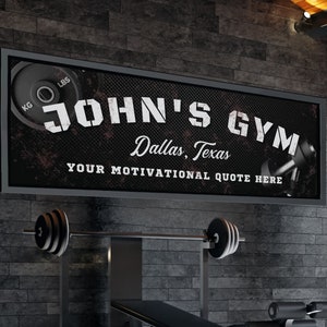 Personalized Home Gym Sign, Workout Room Decor, Motivational Fitness Quote Wall Art