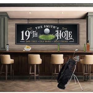 19th Hole Sign For Home Bar Personalized Golf Sign Bar & Lounge Wall Decor Unique Golfer Gift Golf Simulator Room Wall Art Pub Decor