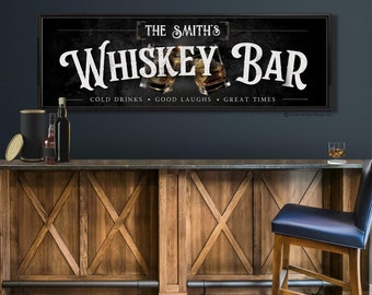Whiskey Bar Sign Personalized Whiskey Sign For Home Bar Bourbon Room Wall Decor Basement Lounge Wall Art Cocktail Signs Pub Decor