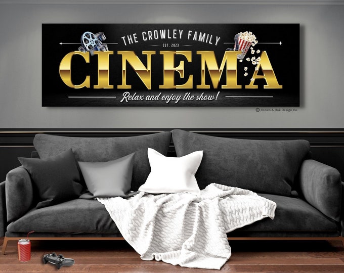 Cinema Sign For Home Theater Room Family Movie Room Decor Theatre Wall Decor Enjoy The Show Family Entertainment Wall Art