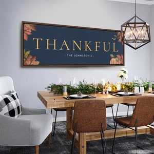 Thankful Sign For Thanksgiving Modern Farmhouse Thankful Signs Personalized Last Name Sign Fall Home Decor Autumn Wall Decor