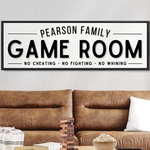 Personalized Family Game Room Sign: Custom Wall Art Decor