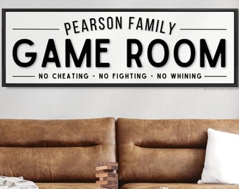 Personalized Family Game Room Sign: Custom Wall Art Decor