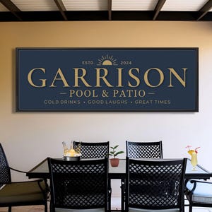 Personalized Pool & Patio Sign, Backyard Bar Wall Decor