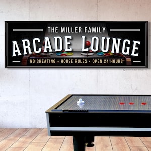 Arcade Room Sign Personalized Family Game Room Wall Decor Last Name Sign For Gaming Retro Video Game Wall Art Basement Wall Decor Loft Sign