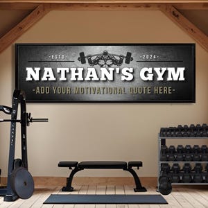Personalized Home Gym Sign, Weightlifting Wall Decor, Workout Room