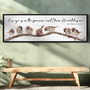 His Eye Is On The Sparrow Print, Matthew 10 Scripture Sign, Christian Prayer Wall Decor