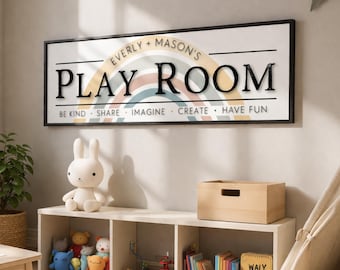 Personalized Playroom Sign, Kids Play Room Wall Decor, Custom Children’s Room Signs
