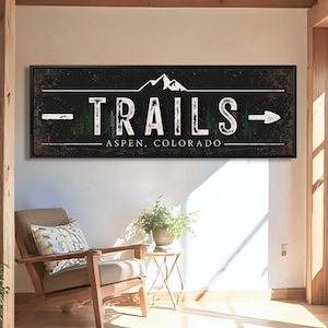 Trail Sign With Arrow Rustic Cabin Wall Decor Trails This Way Wall Decor For Mountain Home Family Cabin Signs Ski Lodge Wall Art