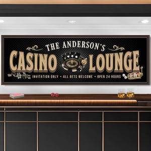 Casino Sign Game Room Wall Decor Poker Room Signs Personalized Home Casino Wall Decor Basement Bar Wall Art Arcade Room Decor