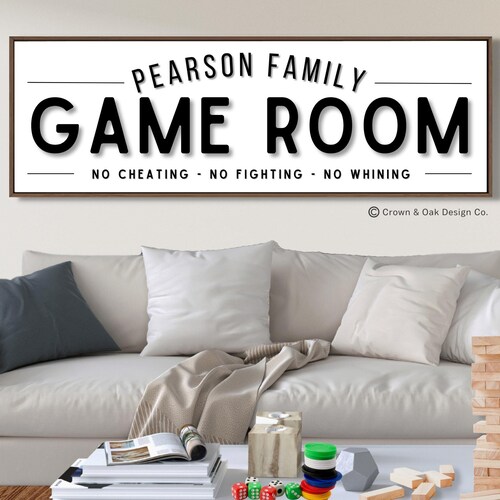 Game Room Sign Personalized Family Game Room Wall Art Game Etsy