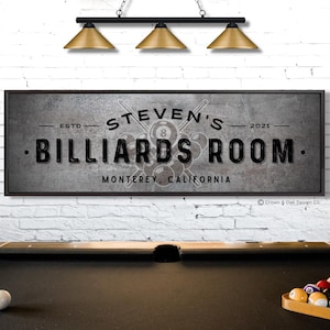 Personalized Billiards Room Sign, Pool Hall Wall Decor
