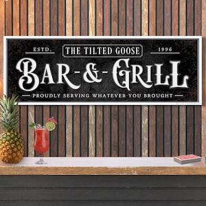 Personalized Bar & Grill Sign: Rustic Backyard Patio Decor