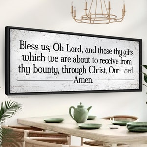 Bless Us O Lord Prayer Sign: Rustic Farmhouse Dining Room Wall Art
