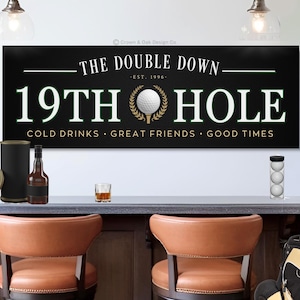 19th Hole Sign Golf Simulator Decor Personalized Bar Signs Golfer Gifts Lounge Wall Art Custom Pub Decor Golfing Home Decor