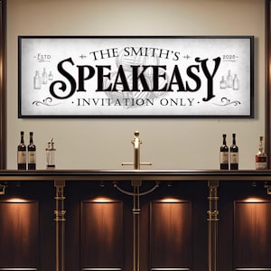 Personalized Speakeasy Bar Sign, Vintage Style Pub Decor, Basement Bar Signs