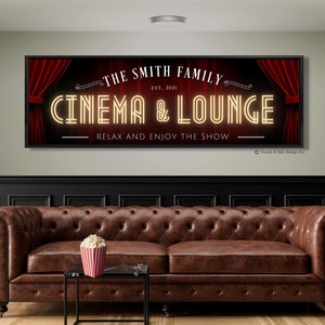 Home Cinema Sign Movie Room Sign Personalized Family Theater Room Wall Decor Enjoy The Show Theatre And Lounge Sign Now Showing Wall Art