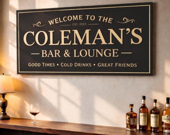 Home Bar Sign, Personalized Bar Wall Decor, Basement Lounge Signs, Man Cave Art