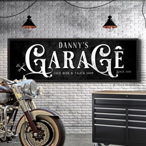 Personalized Garage Sign For Workshop Man Cave Wall Decor Mechanic Sign For Garage Bay Gift For Dad Husband Guy Signs For Him