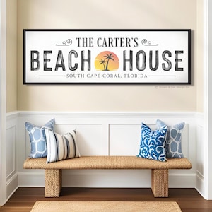 Personalized Beach House Sign, Coastal Wall Decor